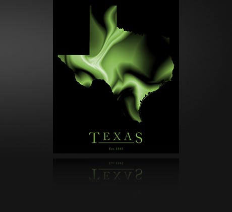 Texas Cool Green Map Poster
