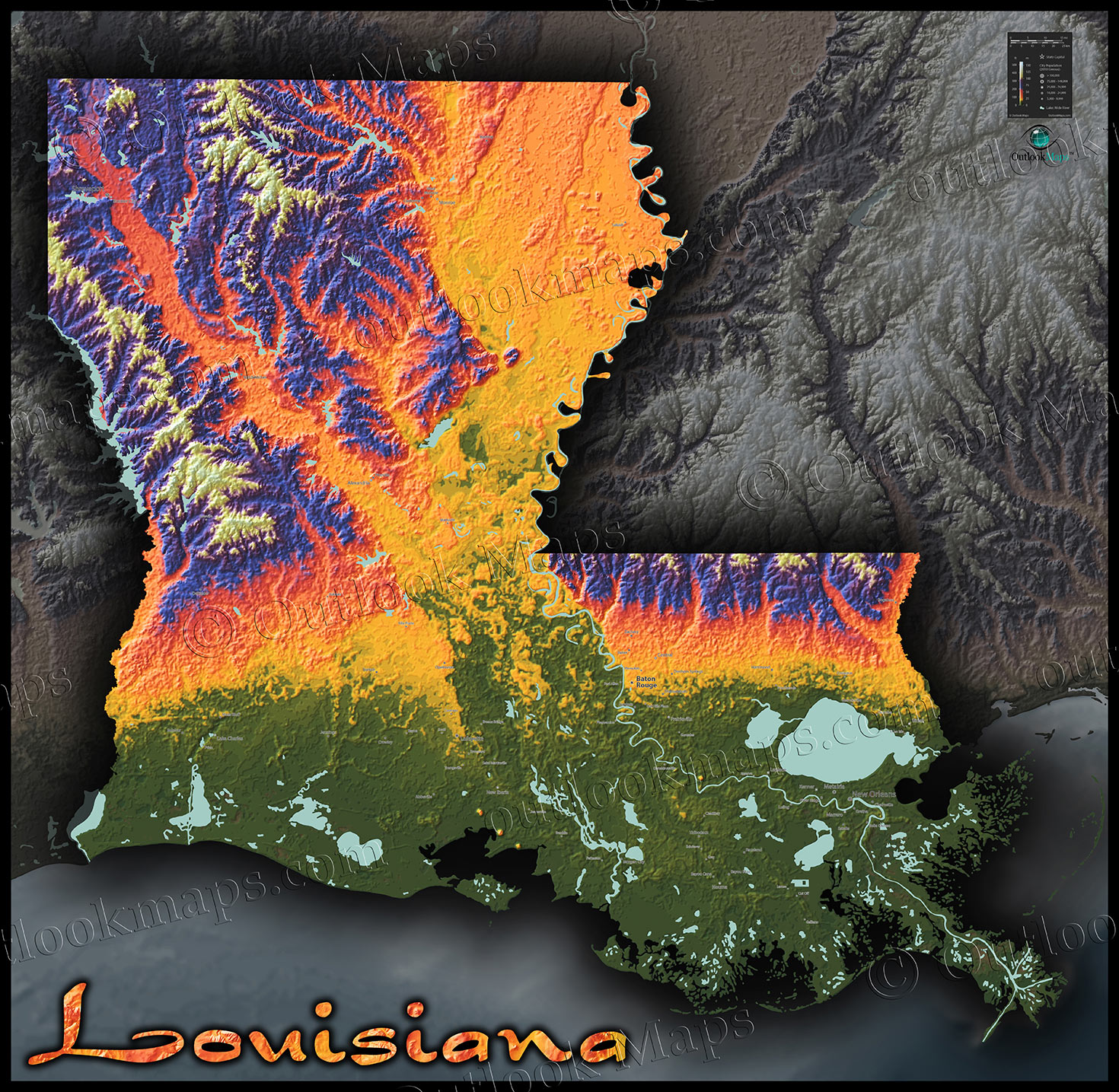 Louisiana Topographic Map