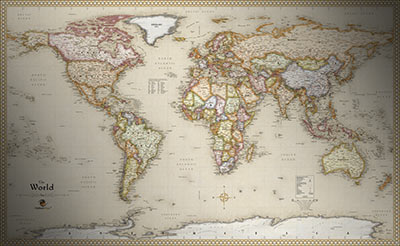World Antique Style Map