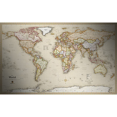 World Antique Style Map | Current Map in Old Vintage Map Style