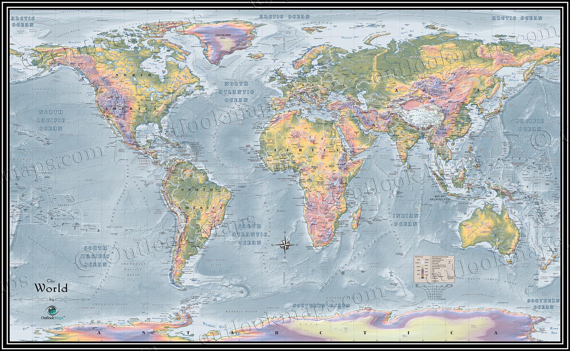 World Topographic Map 